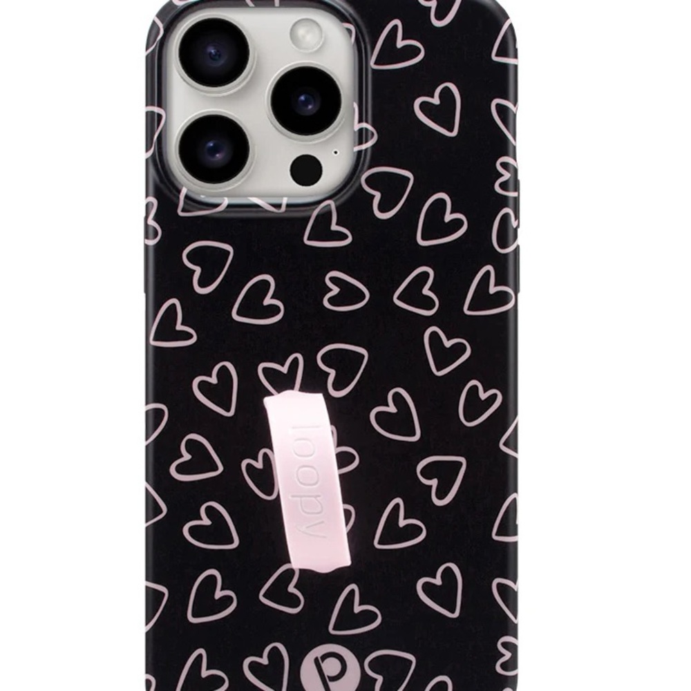 Loopy Cases Black Heart Pattern Phone Case by Loopy Cases for iPhone 15 Pro Max - Picture 2 of 6